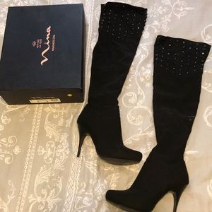Knee high boots with gem stones. Size 8